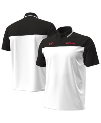 Under Armour - Men's White/Black Maryland Terrapins Green Blocked Polo Shirt