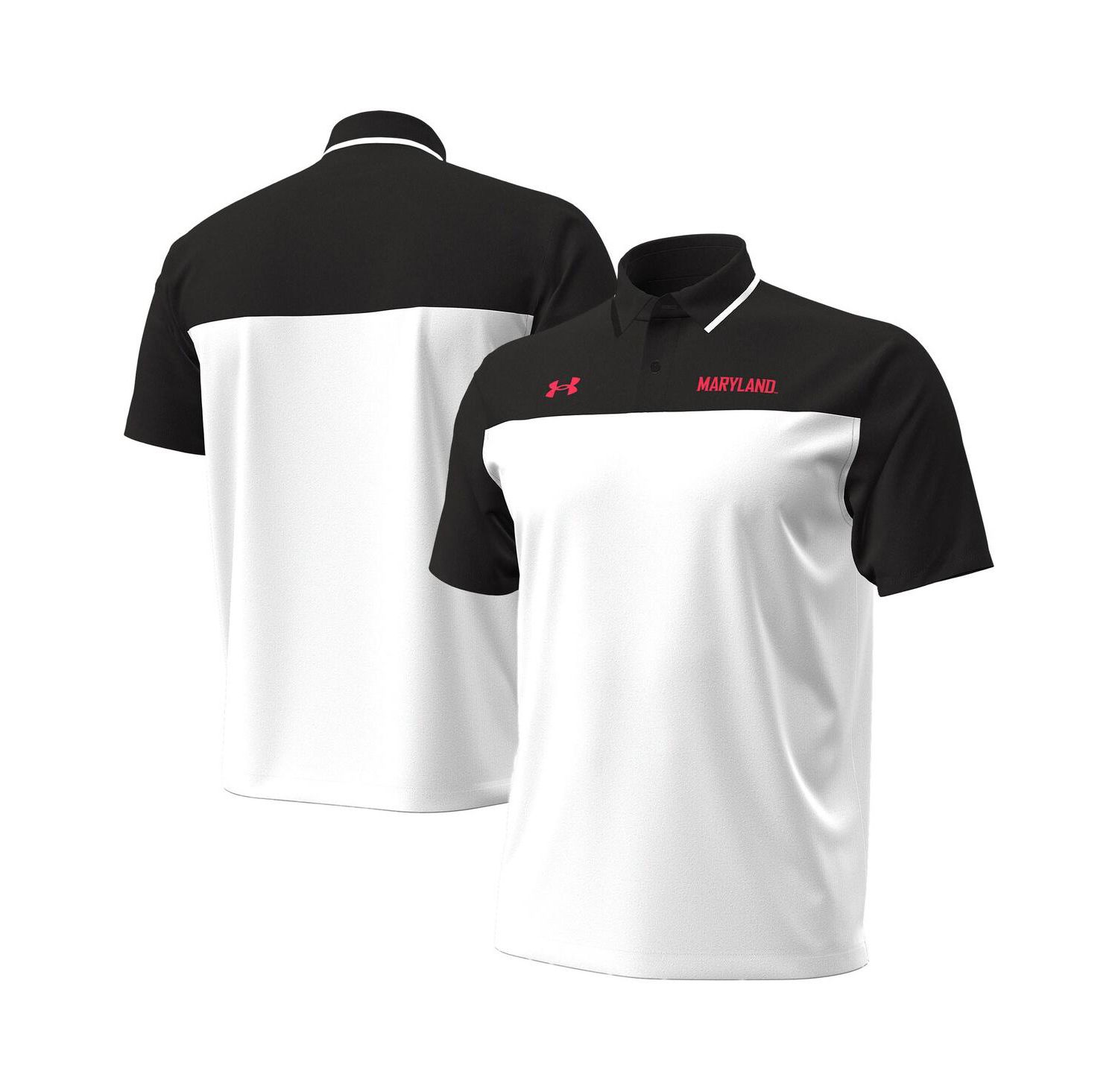 Men's White/Black Maryland Terrapins Green Blocked Polo Shirt