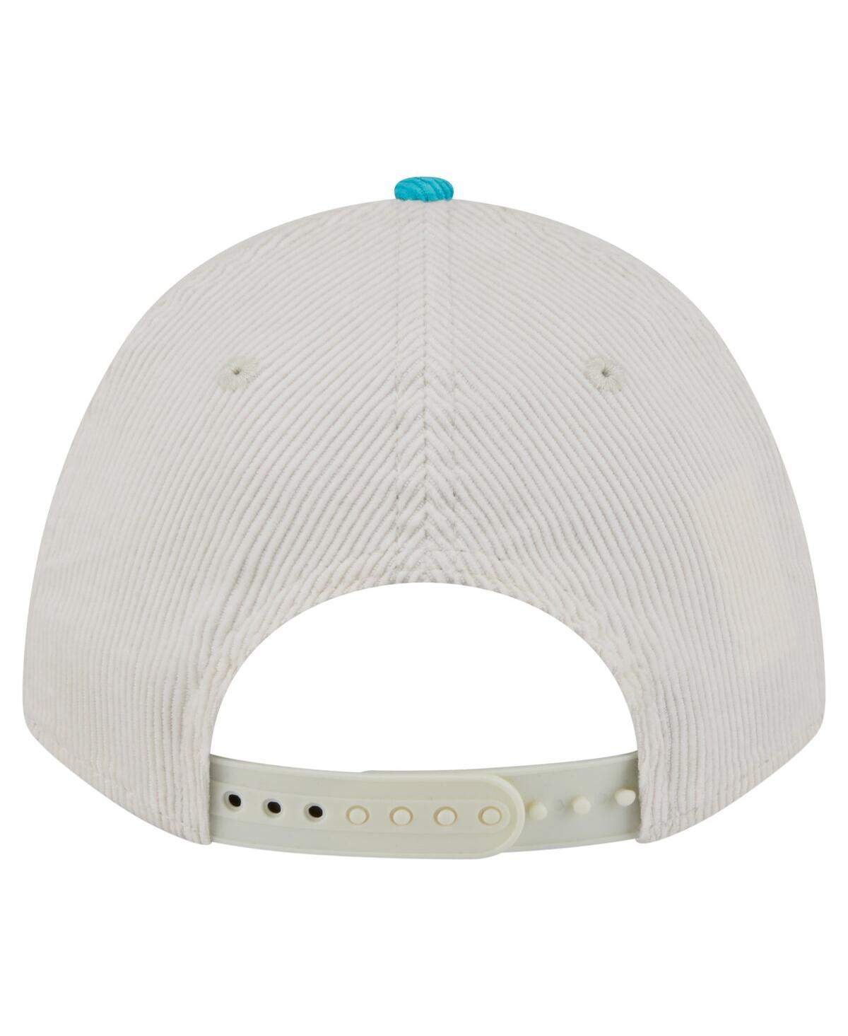 New Era Men'sâ Cream/aqua Miami Dolphins Throwback Two-tone Sided Corduroy 9forty A-frame Adjustable Hat In White