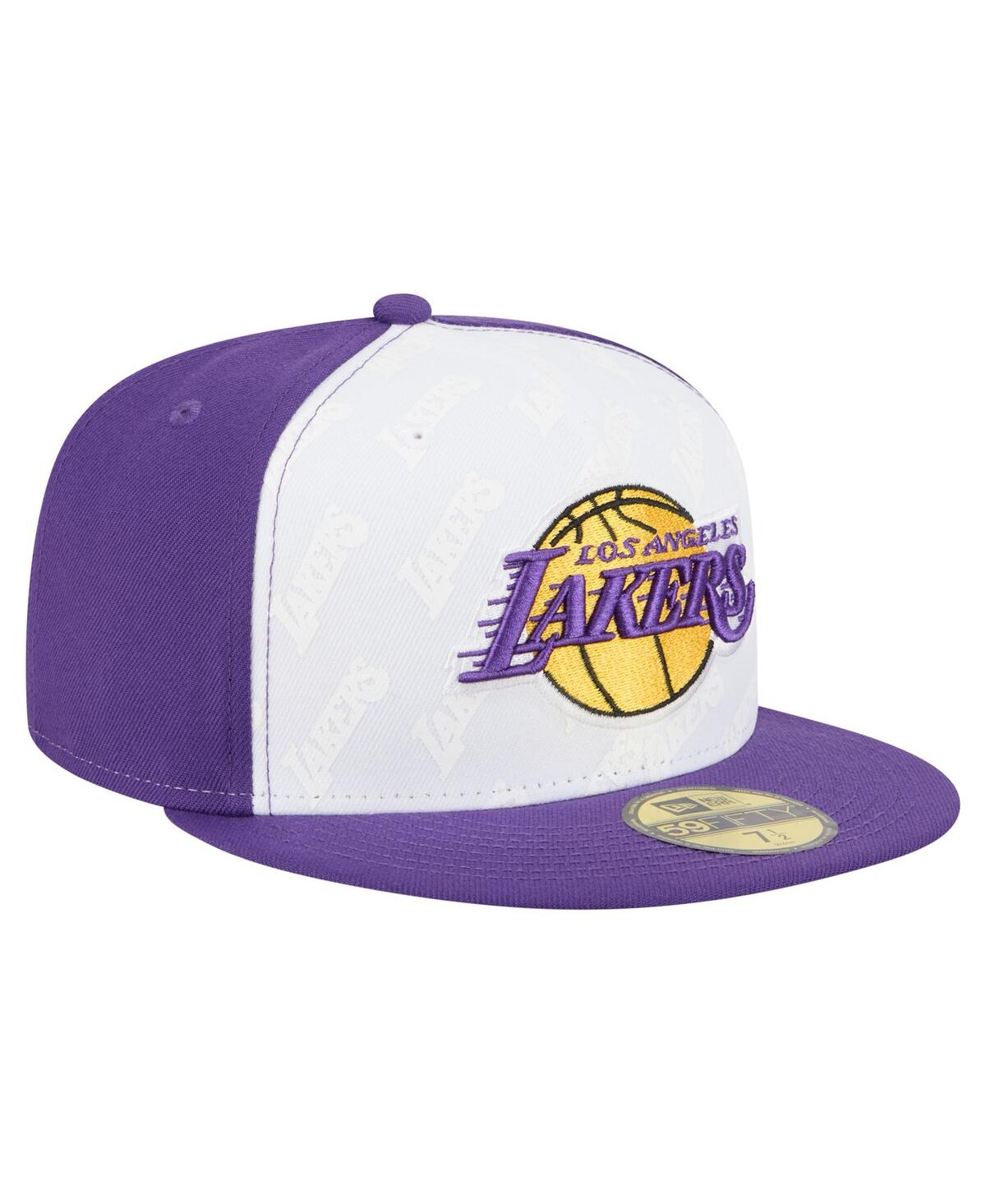 New Era Men's White/purple Los Angeles Lakers Repeat 59fifty Fitted Hat In White