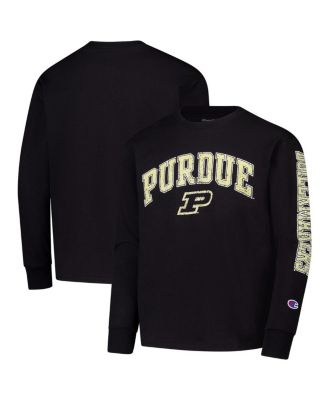 Champion - Big Boys and Girls Black Purdue Boilermakers Distressed Arch Over Logo Long Sleeve T-Shirt