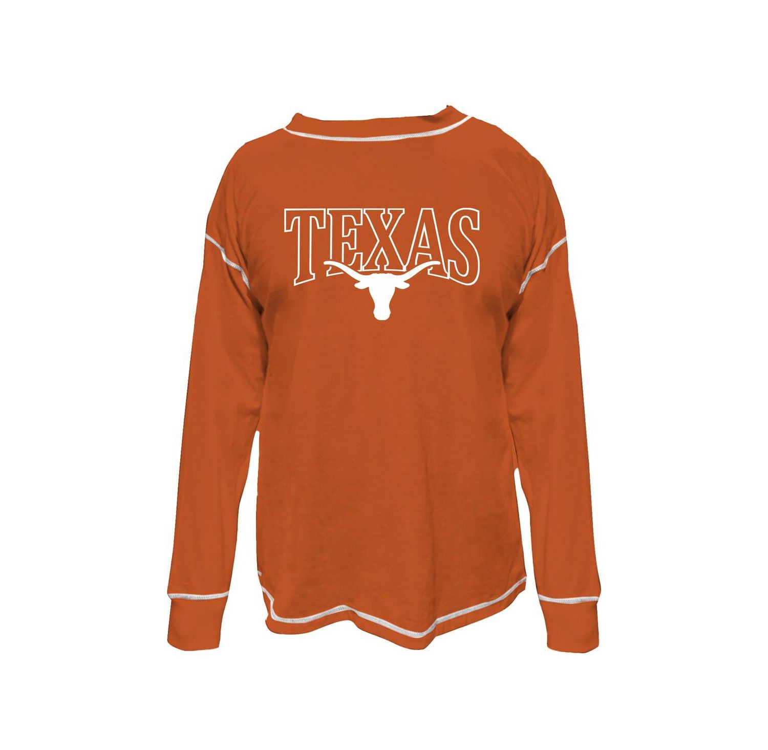 Women's Burnt Orange Texas Longhorns Plus Size Contrast Stitch Sweatshirt