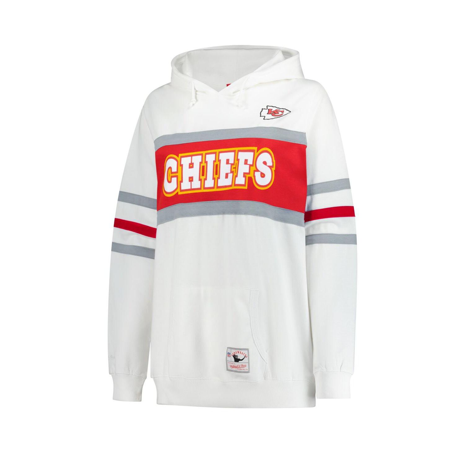 Women's White Kansas City Chiefs Plus Size Head Coach Throwback Pullover Hoodie