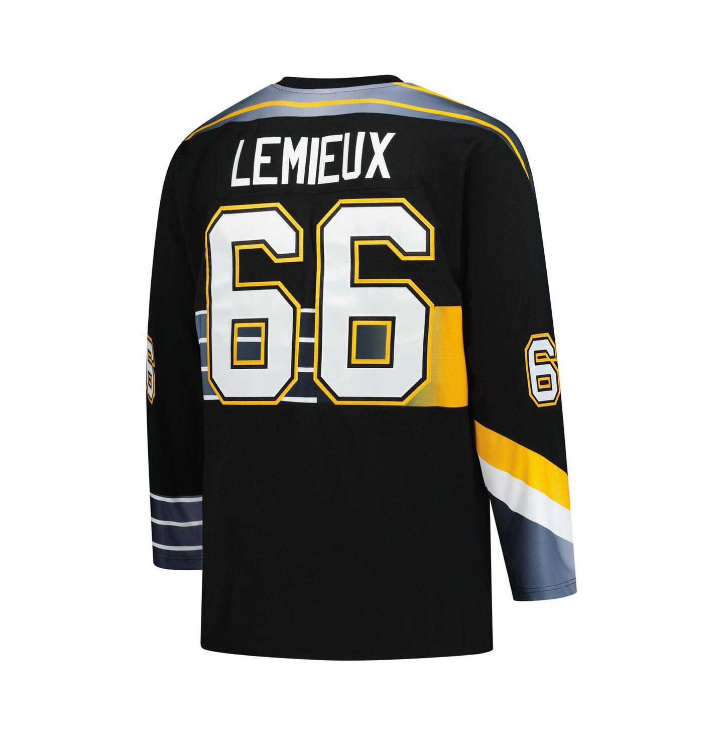 Мужской топ Mitchell & Ness Mario Lemieux Black Pittsburgh Penguins 1996/97 Blue Line 2.0 Jersey — фото 2