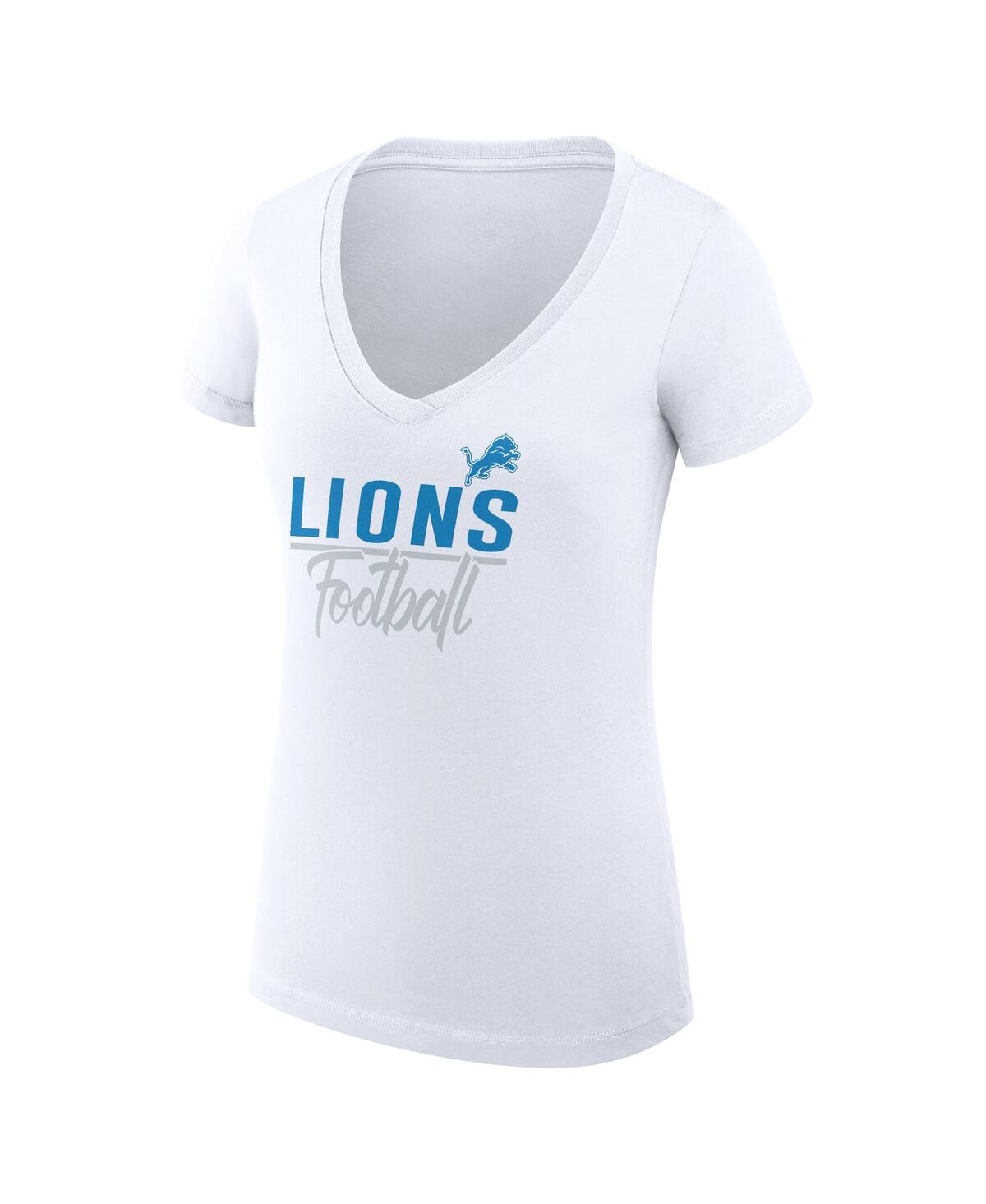 G-iii 4her By Carl Banks Women's White Detroit Lions V-neck Fitted T-shirt In White