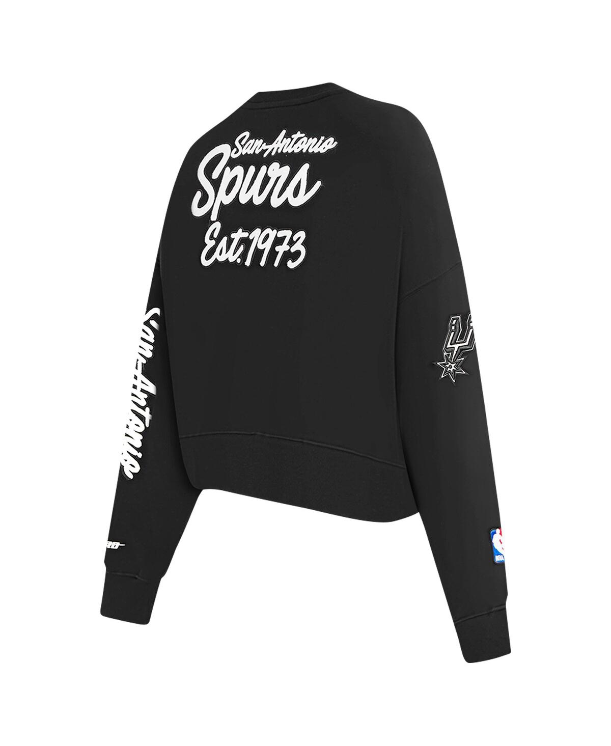 Pro Standard Women's Black San Antonio Spurs Paint The City Cropped Pullover Sweatshirt In Black