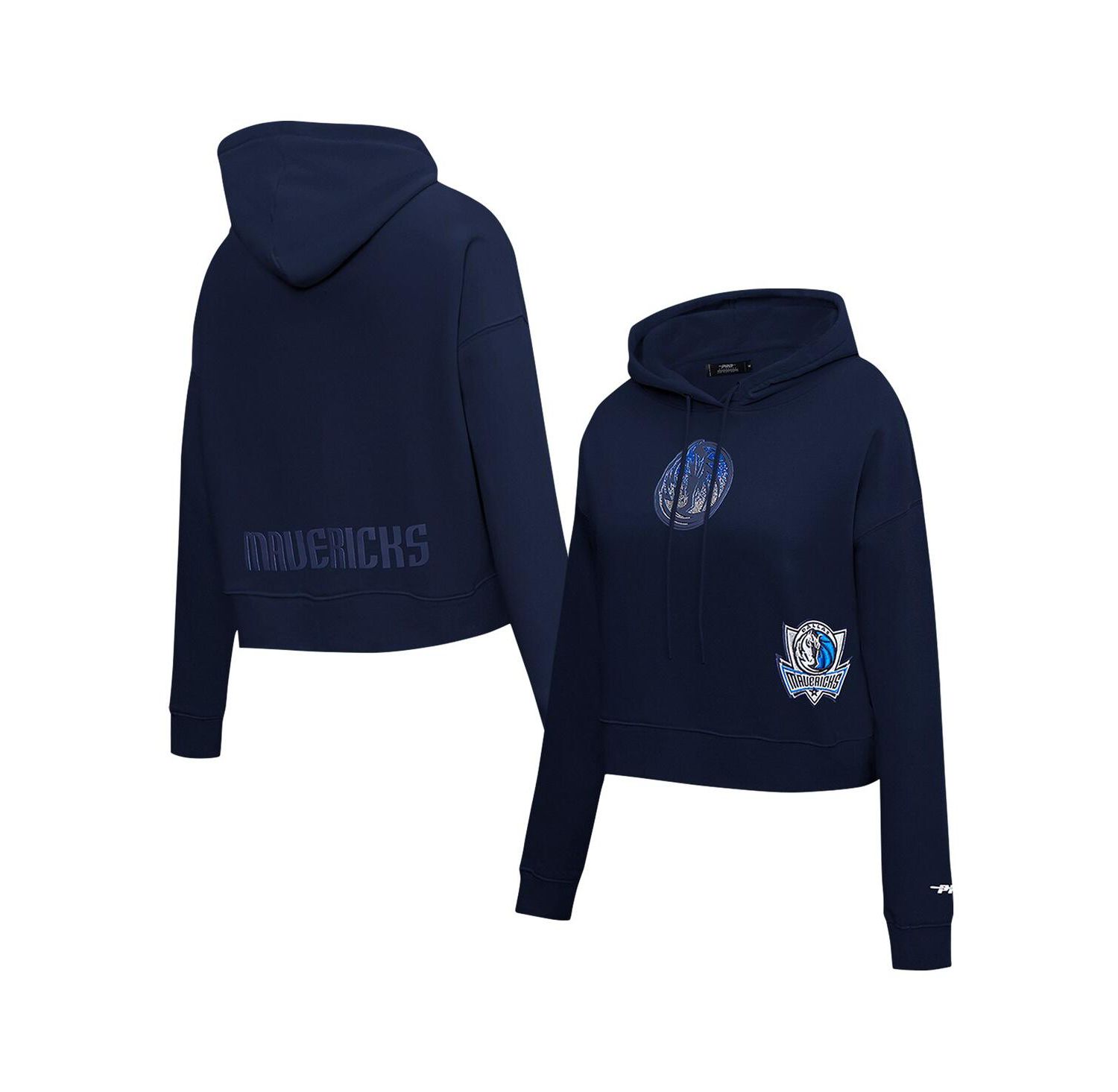 Women's Navy Dallas Mavericks Jewels Cropped Pullover Hoodie