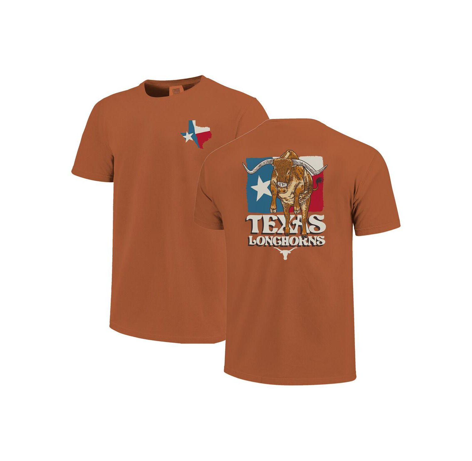 Men's and Women's Burnt Orange Texas Longhorns Hyper Local Bevo State Flag T-Shirt