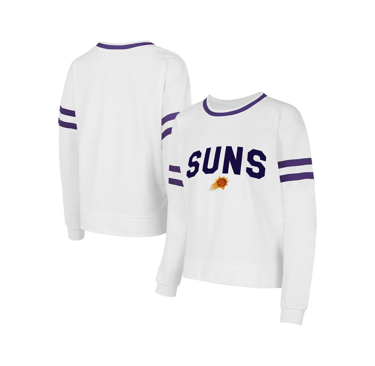 Women's White/Purple Phoenix Suns Borough Pullover Sweatshirt