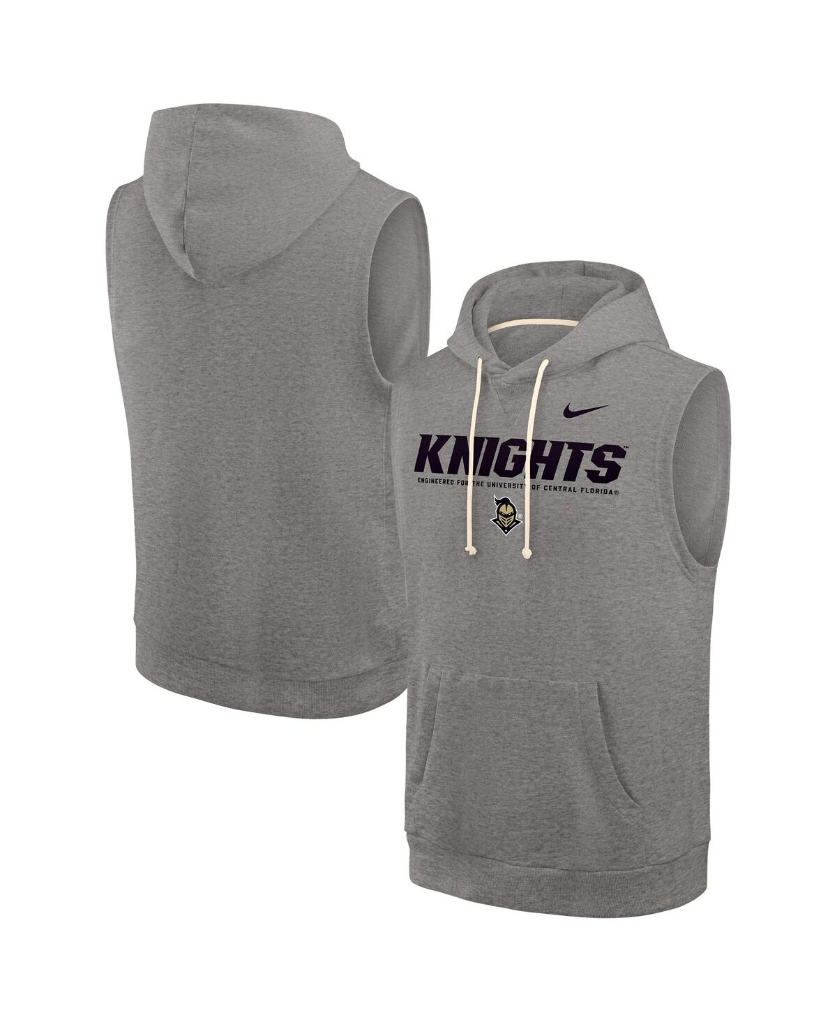 Nike Men's Heather Gray Ucf Knights 2025 Sideline Standard Issue Sleeveless Hoodie
