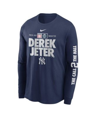 Men's Derek Jeter Navy New York Yankees 2020 MLB Hall of Fame Inductee The Call 2 The Hall Long Sleeve T-Shirt