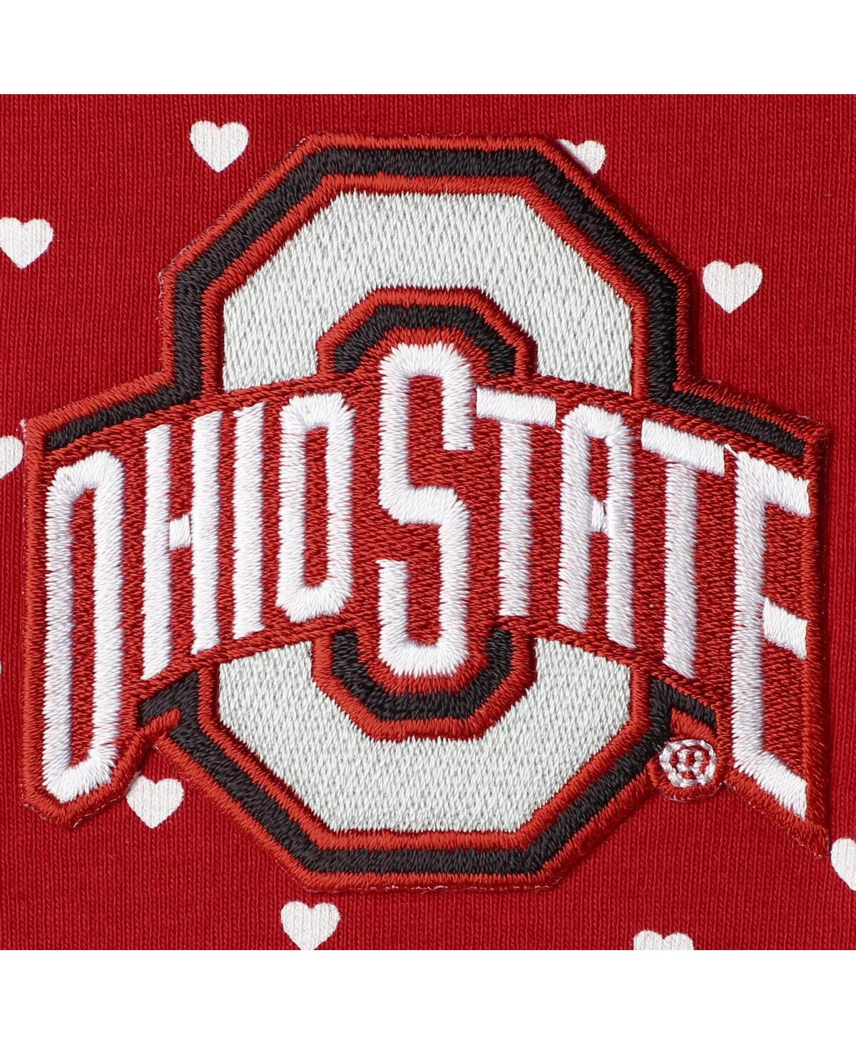 Two Feet Ahead Baby Girls 2-Piece Scarlet Ohio State Buckeyes Hearts Bodysuit and Headband Set