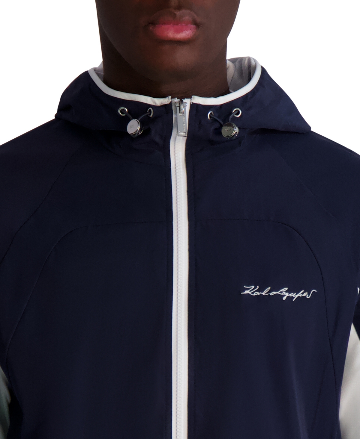 Karl Lagerfeld Paris Men's Color Block Hooded Jacket