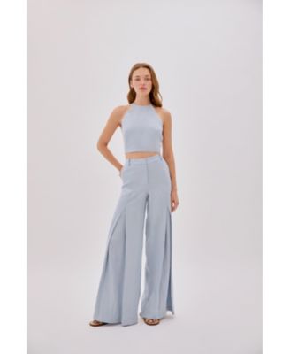 women's Polly Dusty Linen Backless Crop Top