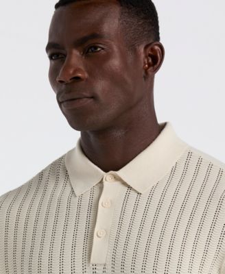 Men's Textured Front Polo Sweater