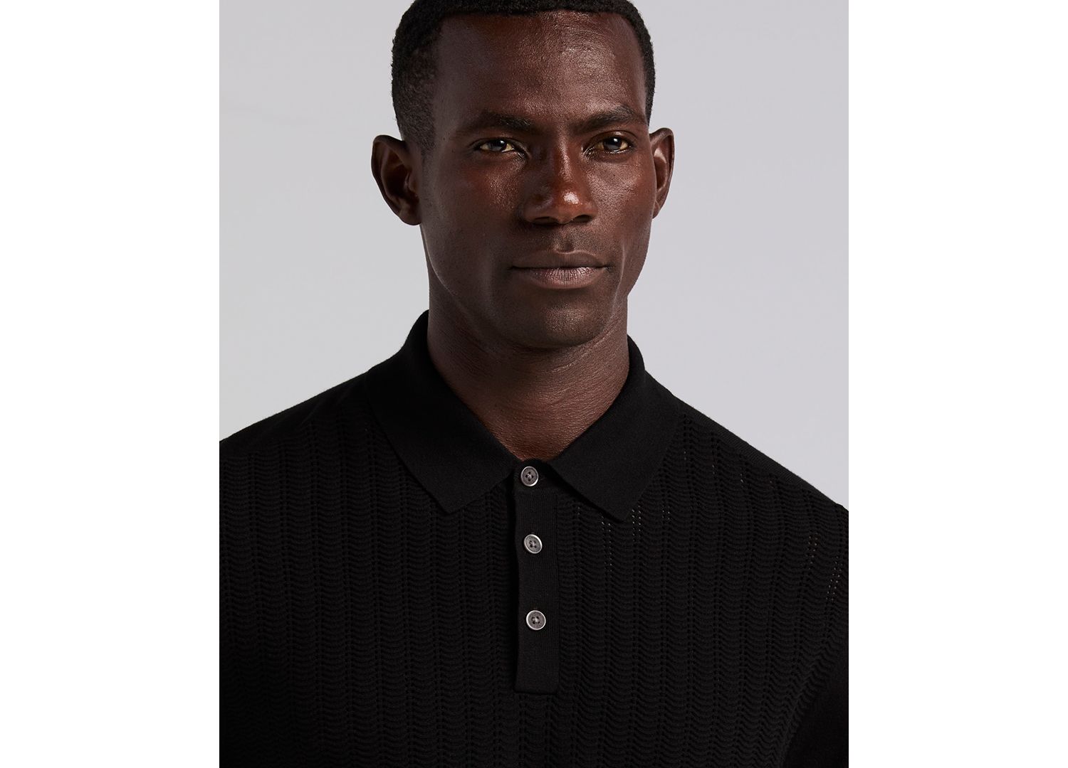 Men's Textured Front Polo Sweater