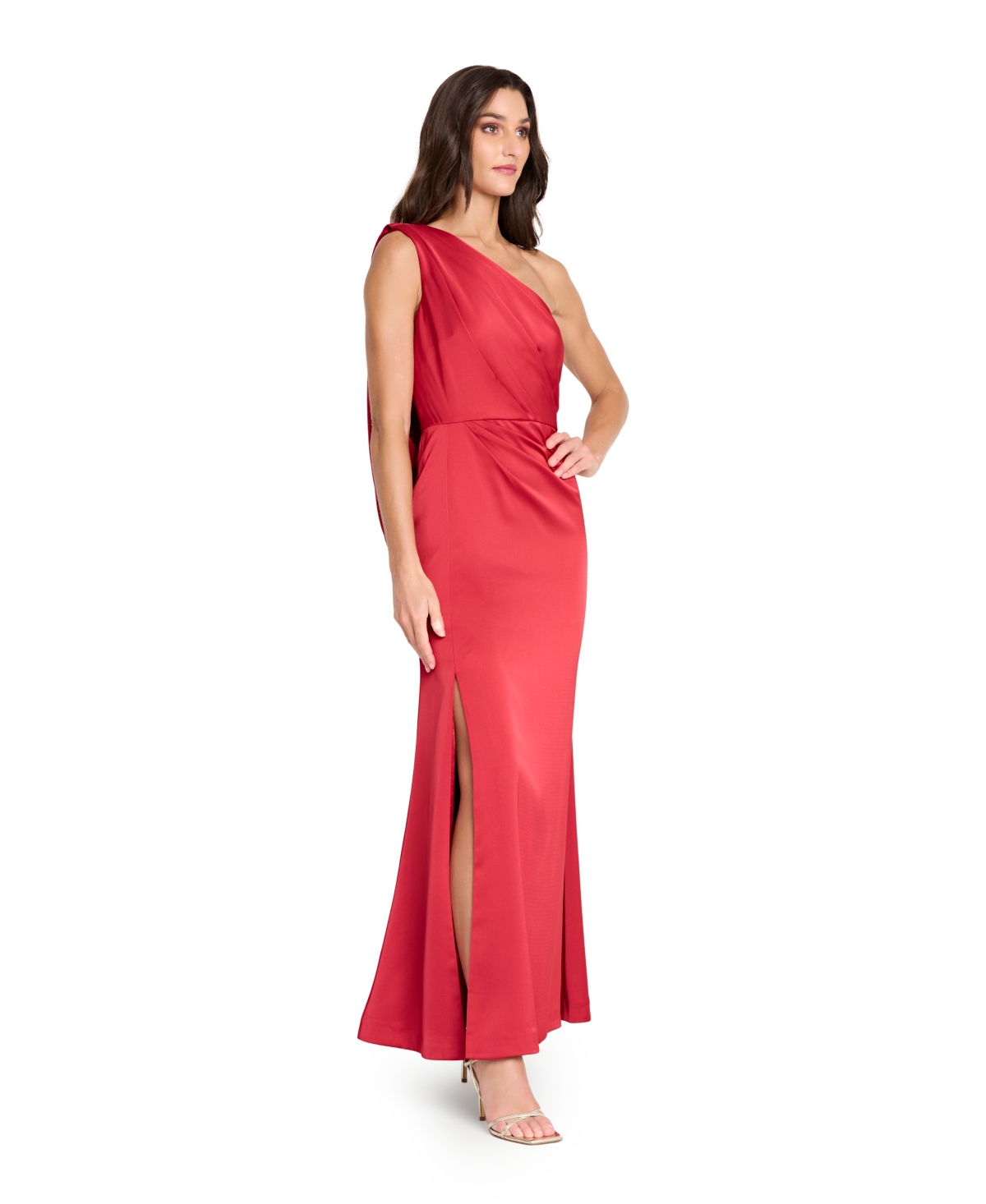 Tahari Asl Women's One Shoulder Drape Back Gown In Red