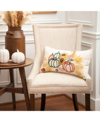 Autumn Fields Cornucopia Cotton Blend Mini Thanksgiving Accent Pillow 12" x 24"