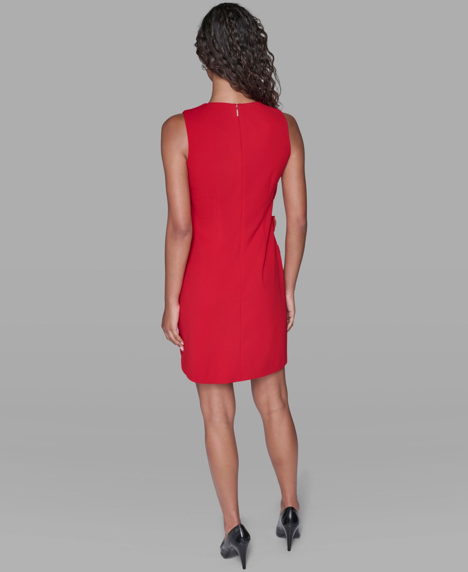Women's Bow Detail Crew Neck Sheath Dress