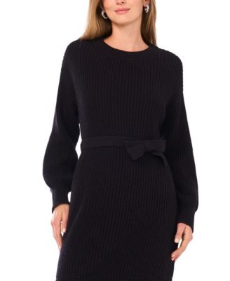 Women's Embroidered Long-Sleeve Crew Neck Dress