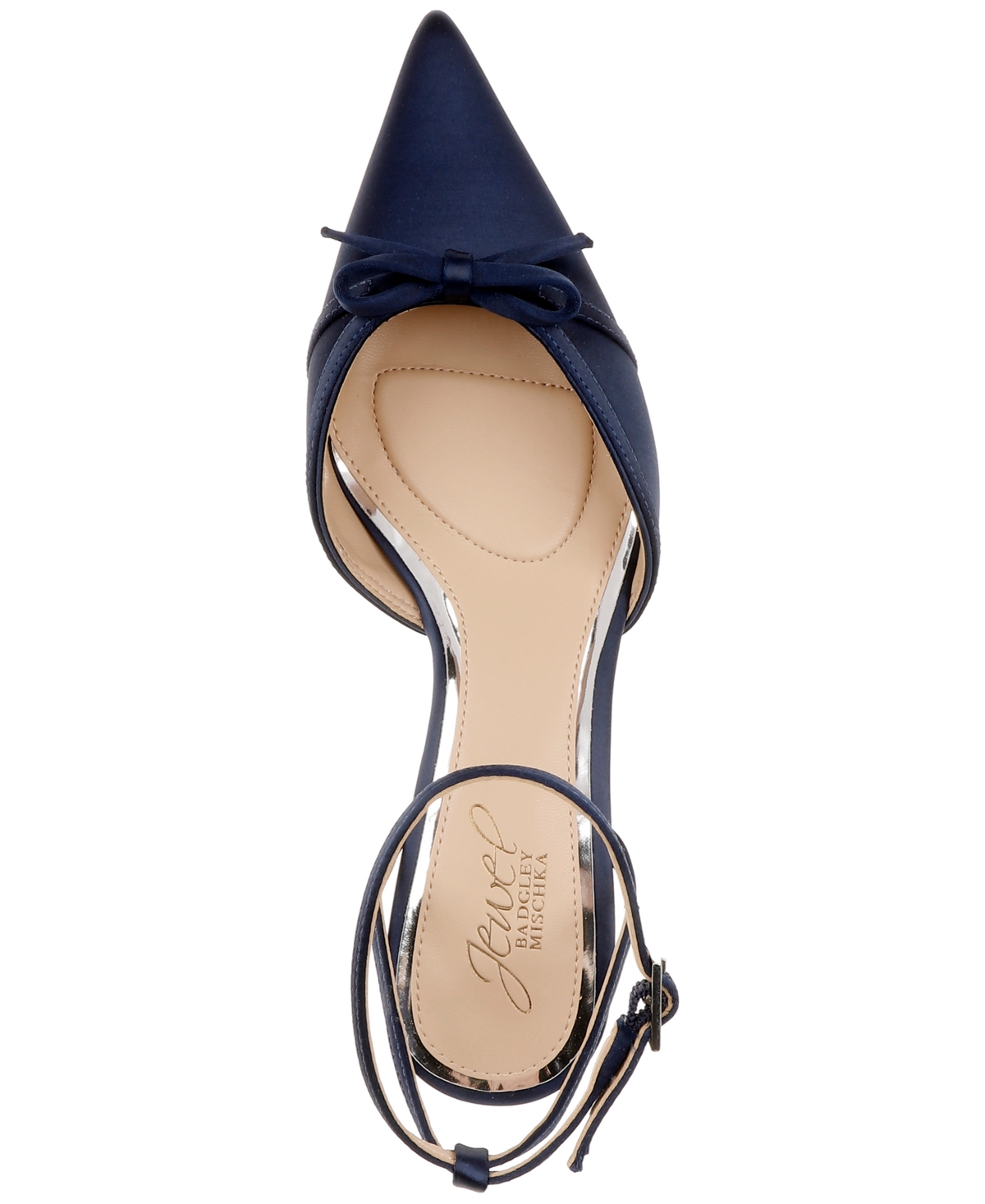 Jewel Badgley Mischka Talasia Ankle Strap Pointed Toe Kitten Heel Pump In Blue