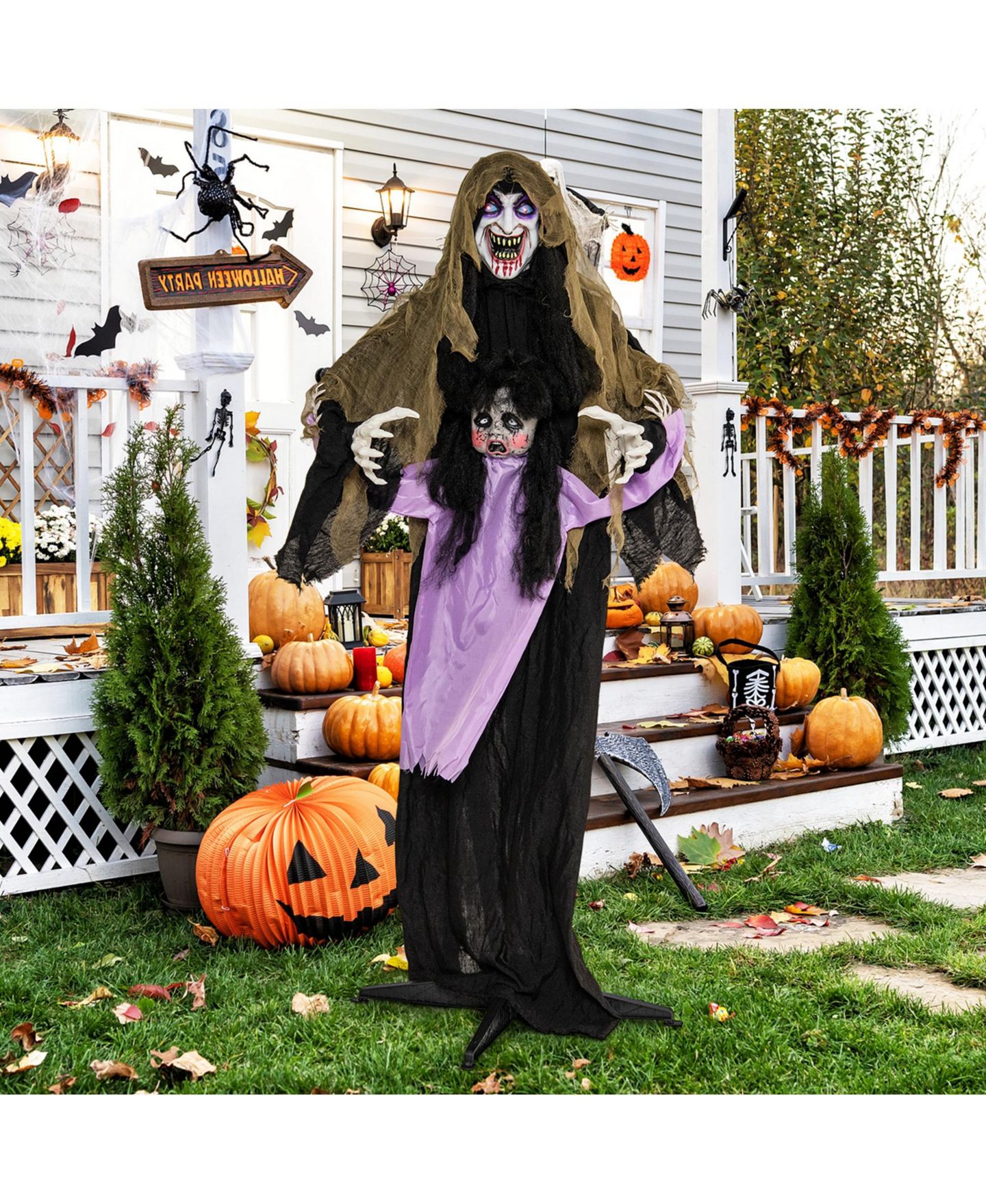 Детская игрушка Costway Lighted and Animated Halloween Decoration 63" Outdoor Animatronic, цвет: Фиолетовый — фото 8