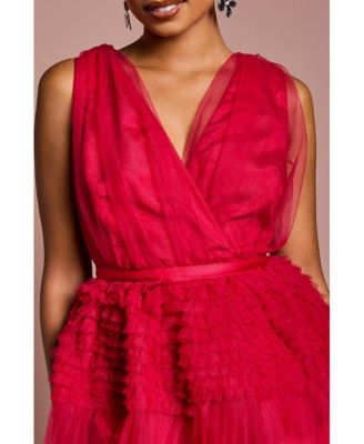 Women's Sleeveless Mesh Tiered Maxi Dress