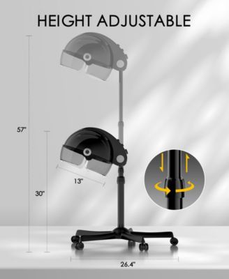 Professional Ionic Standing Hair Dryer with Temperature and Speed Adjustment, 60-Minute Timer, Height Adjustable Design