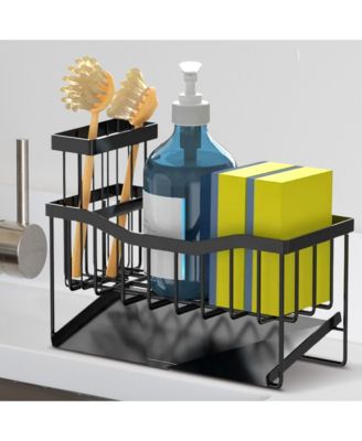 Stainless Steel Sink Caddy &amp;#x2013; Sponge and Brush Holder with Self-Draining Tray