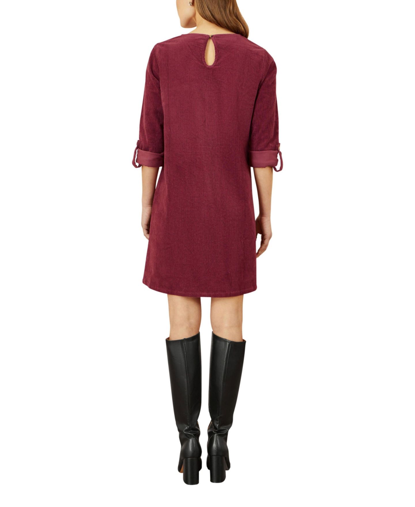 Женское платье Yumi Cord Tunic Dress With Pockets, цвет: Бордовый — фото 2