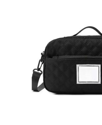 Three-dimensional Diamond Patterned Small Square Tote, Casual Commuting Shoulder Bag with Dry Wet Separation & Double-sided Pockets