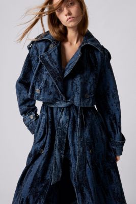 Women's Degraded denim trench coat