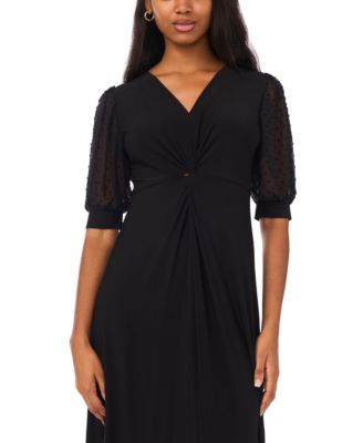 Women's V-Neck Twist Front Midi Dress