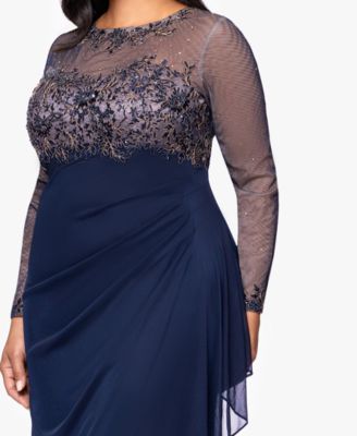 Plus Size Embroidered Long Sleeves Dress