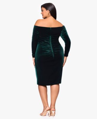 Plus Size Off-Shoulder Short Velvet Dress