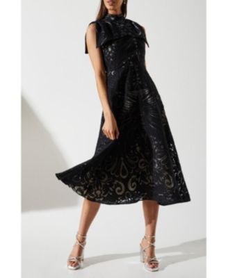 Women's Bow Sleeve Jacquard Dress