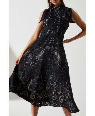 Women's Bow Sleeve Jacquard Dress
