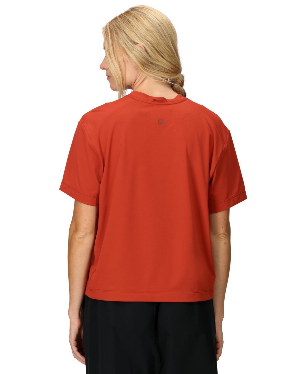 Marmot Women's Air Exchange Upf 50 Crew Short Sleeve Ribbed Collar T-shirts In Red