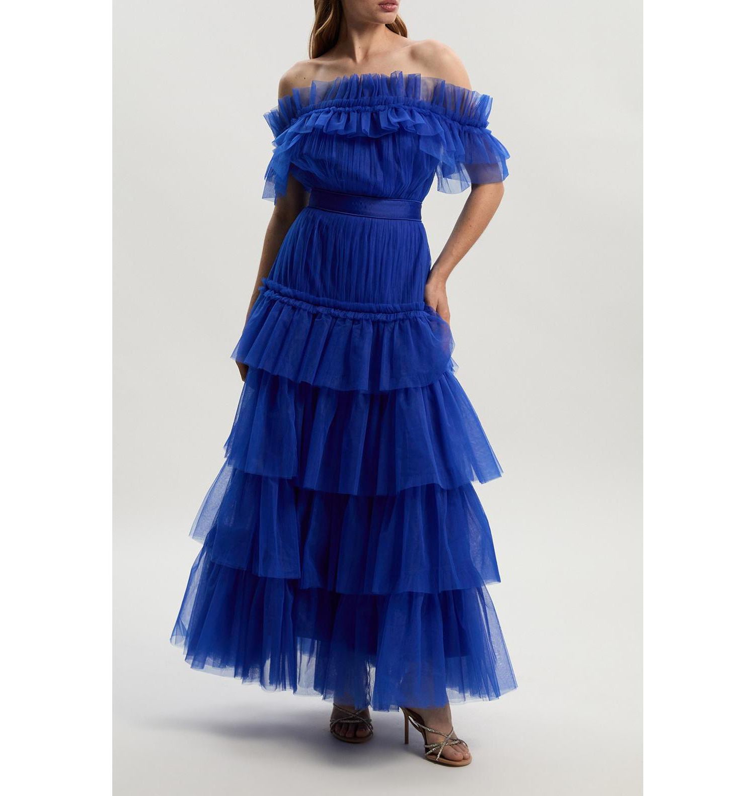 Women's Tulle Off Shoulder Maxi Dress