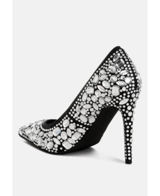 Womens Iceout Diamante & Rhinestone Embellishments Pumps