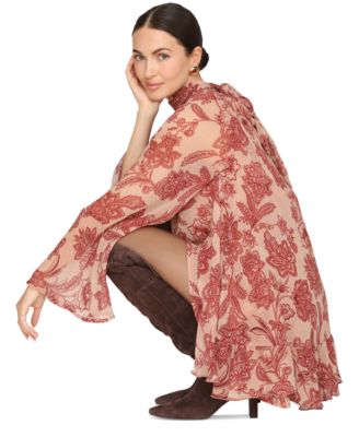 Women's Mock Neck Tiered Ruffle Mini Dress