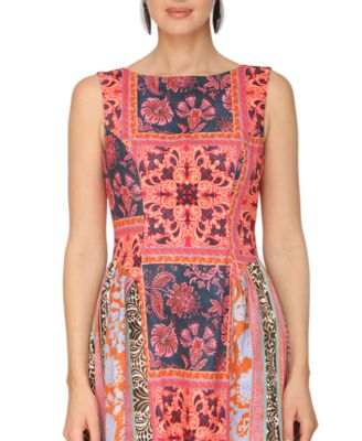 Women's Boat Neck Full Skirt Midi Dress