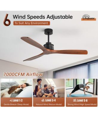 60-inch Modern 3-Blade Solid Wood Without Light With 6-Speed Remote Control and Forward Reverse Function Ceiling Fan