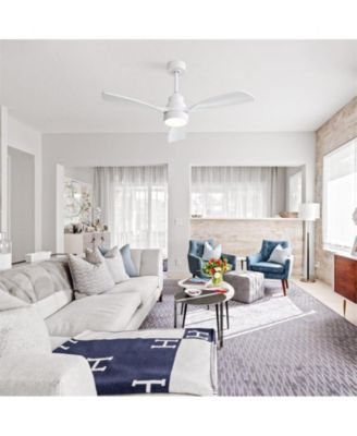 48-inch Modern White Downrod Indoor Walnut Wood 3-Blade LED Ceiling Fan Light with Remote Control Support Six Speed Ajustable