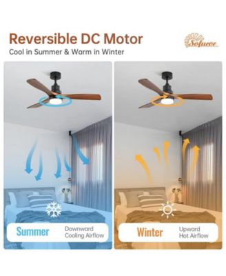 52-inch Modern 3 Blades 3 color Dimmable and Memory Function Light and Remote control Ceiling Fan