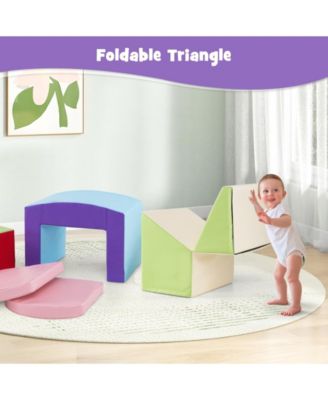 6 Pieces Foam Climbing Blocks Soft Play Climbing for Toddlers with Tunnel