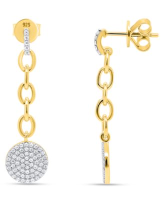 Macy's - White Diamond Drop Earrings (1/2 ct. t.w.) in 14K Gold Plating with Sterling Silver