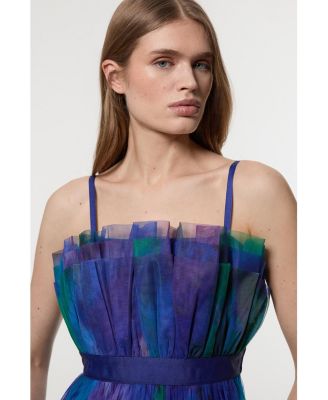 Women's Dark Floral Bandeau Midi Dress