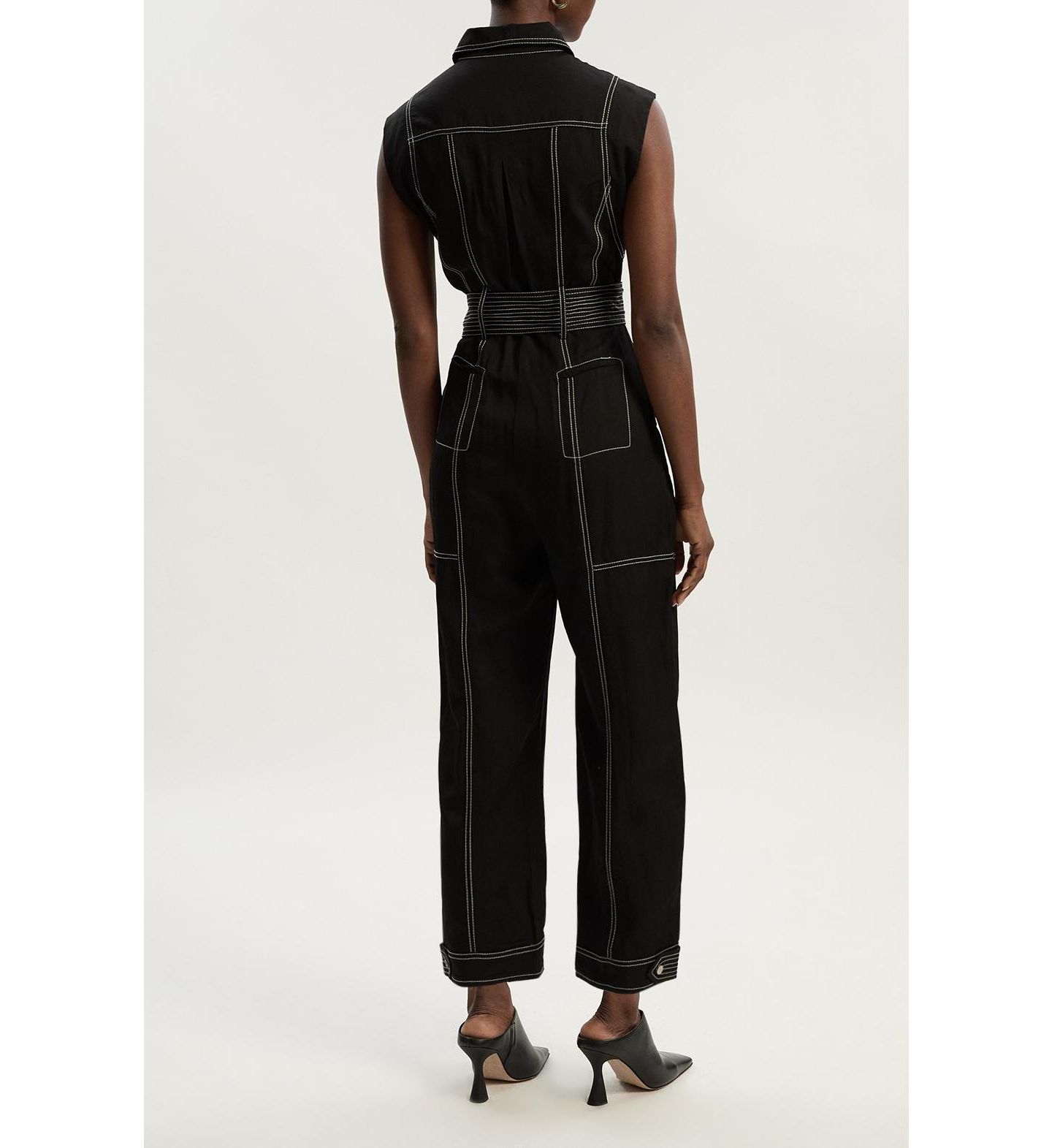 Женский комбинезон Karen Millen Premium Linen Woven Jumpsuit, цвет: Чёрный — фото 7