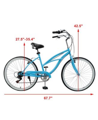 26-Inch Beach Cruiser Bike for Adults with Shimano 7-Speed, High-Carbon Steel Frame for Leisure Cycling